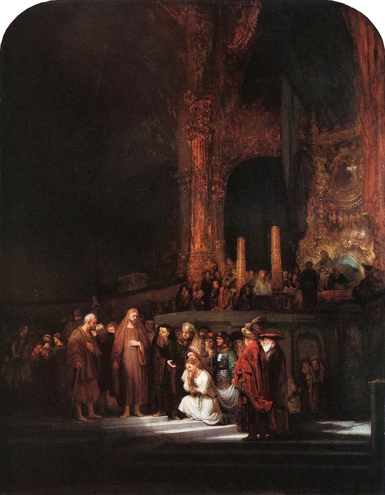 Adultery, Woman taken in, rembrandt